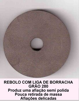 REBOLO COM LIGA DE BORRACHA GRANA 280 -100 MM DIAM. - FURO DE� POLEGADA